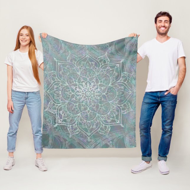 Iridescent Shimmer Mandala Boho Chic Fleece Blanket (In Situ)