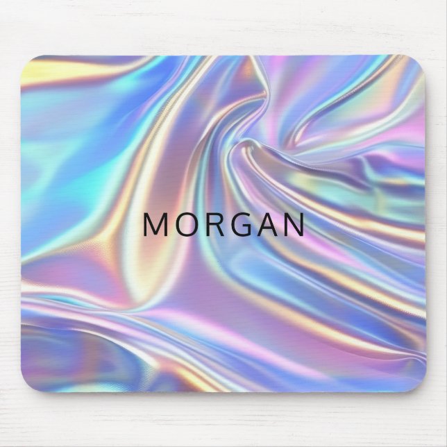 Iridescent Shiny Metallic Fabric, Name Mouse Pad (Front)