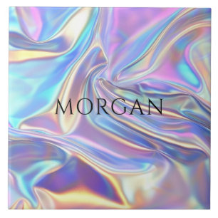 Iridescent Shiny Metallic Fabric, Name Tile