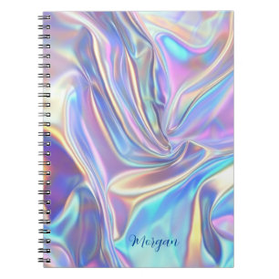 Iridescent Shiny Metallic Fabric, Script Name Notebook