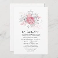 Iridescent Silver and Pink Floral Bat Mitzvah