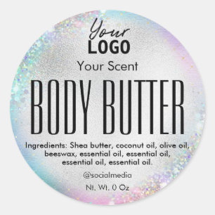 Iridescent Silver Foil Rainbow Body Butter Labels
