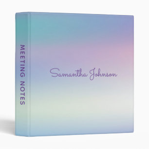 Iridescent Sky Gradient Modern Purple Script Name Binder