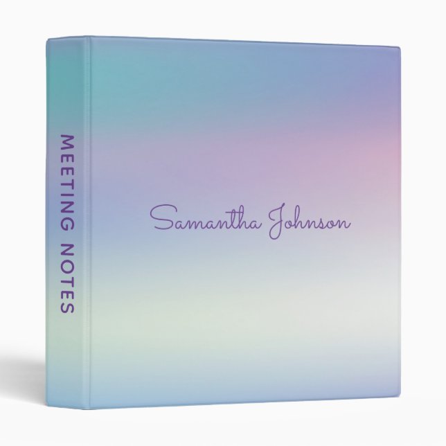 Iridescent Sky Gradient Modern Purple Script Name Binder (Front/Spine)