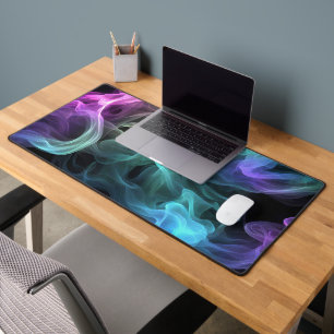 Iridescent Smoke On Black Desk Mat