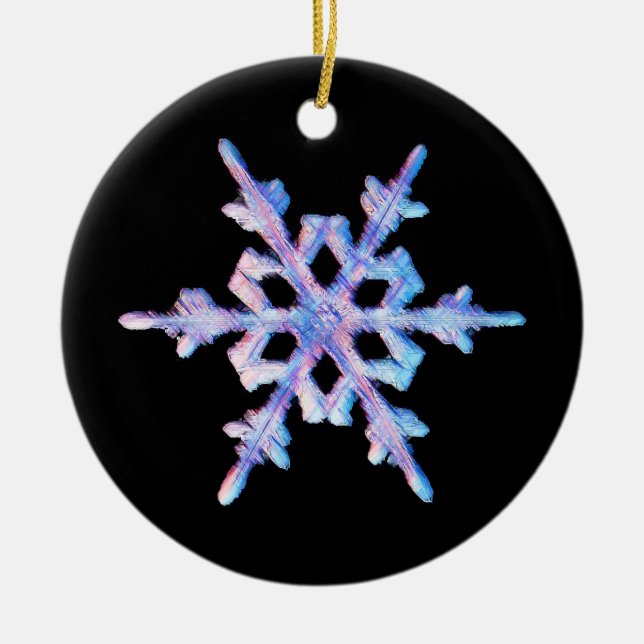 Iridescent snowflake ceramic ornament (Front)