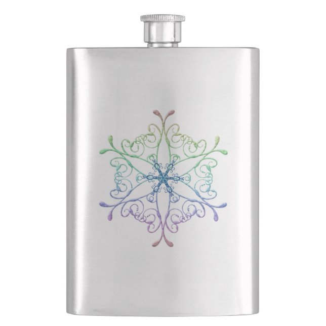 Iridescent Snowflake Flask (Front)