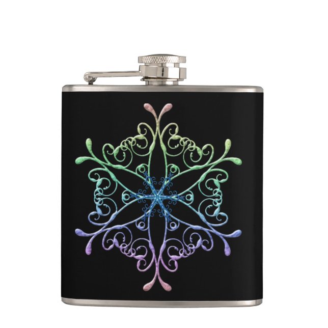 Iridescent Snowflake Flask (Front)