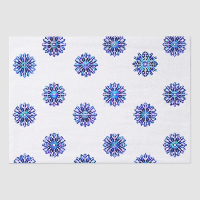 Iridescent Snowflakes Christmas Hanukah Gift Wrap Tissue Paper (Front)