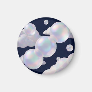 Iridescent Soap Bubbles Floating Dark Blue Dreamy Magnet