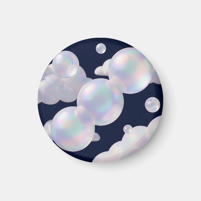 Iridescent Soap Bubbles Floating Dark Blue Dreamy  Magnet (Front)