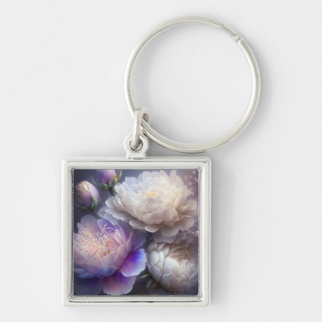 Iridescent Soft Focus Light Spectrum Flower Bunch Keychain (Front)