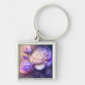 Iridescent Soft Purple Light Spectrum Flowers Keychain