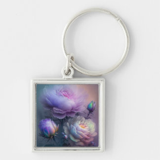 Iridescent Soft Purple Wedding Flowers Keychain