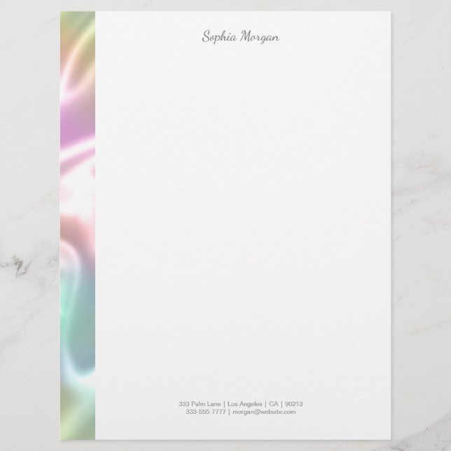 Iridescent Stripe, Grey Name & Contact Info Letterhead (Front)