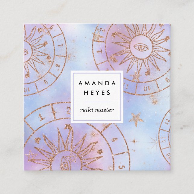 Iridescent Sun Reiki Master Chakra Energy Healer | Square Business Card (Front)