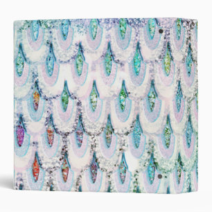 Iridescent teal Glitter Mermaid Fish Scales Binder