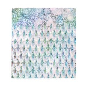 Iridescent teal Glitter Mermaid Fish Scales Notepad