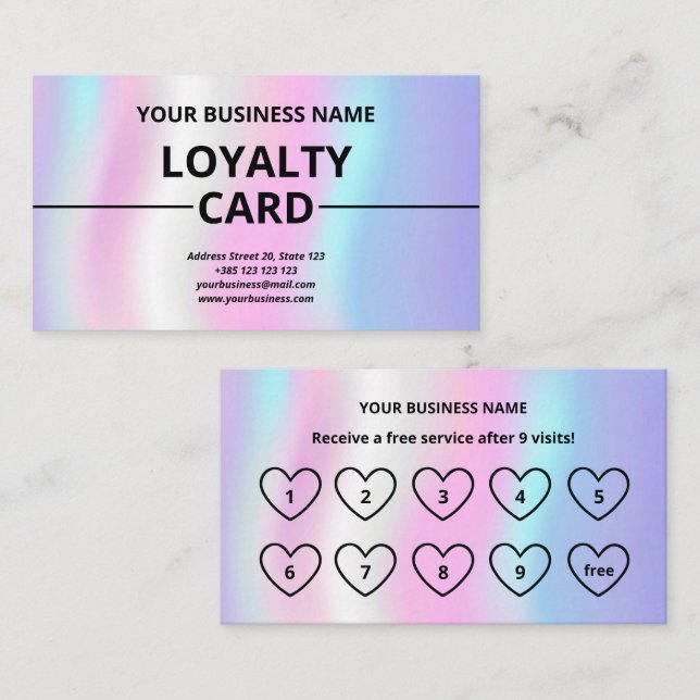 Iridescent Texture Modern Cute Loyalty Card  (Front/Back)