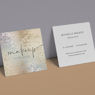 Iridescent Textured Modern Makeup Artist Square Business Card