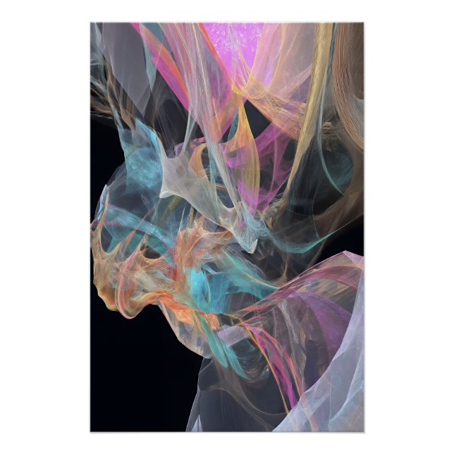 Iridescent Thread Vortex Teal Magenta Glow Poster (Front)