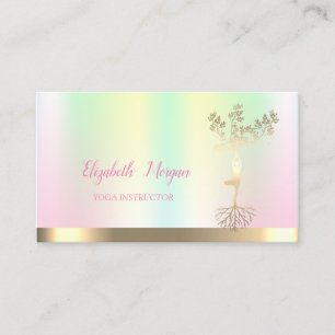 Iridescent Tree Women Silhouette, Yoga Instructor Business Card