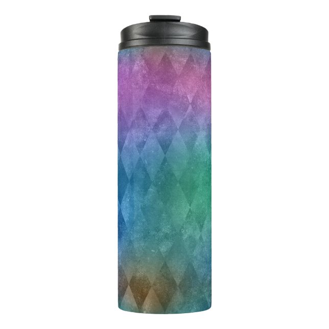Iridescent Vintage Harlequin Pattern Thermal Tumbler (Front)