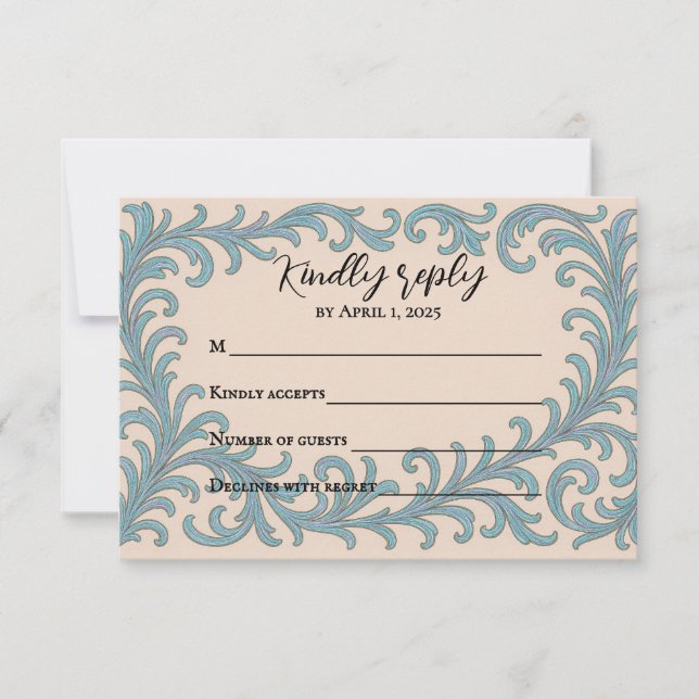 Iridescent Vow Wedding RSVP Card (Front)