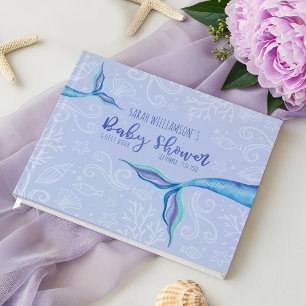 Iridescent Watercolor Mermaid Purple Baby Shower Guest Book