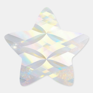 Iridescent White Diamond Pattern Star Sticker