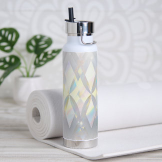 Iridescent White Diamond Pattern Water Bottle