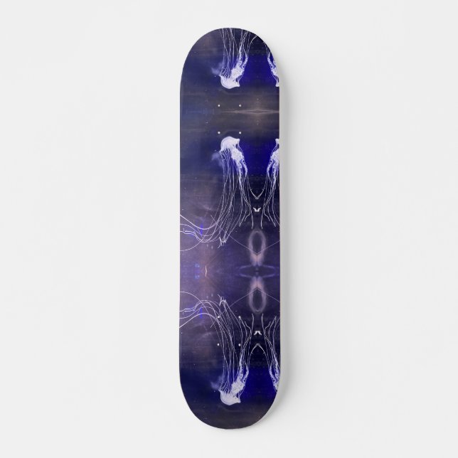 Iridescent White Jellyfish, 7 3/4" Skateboard Deck (Front)