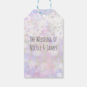 Iridescent White Sparkle Glam Wedding Party Favour Gift Tags