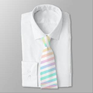 Iridescent & White Stripe Groom Groomsmen Fun Fact Tie