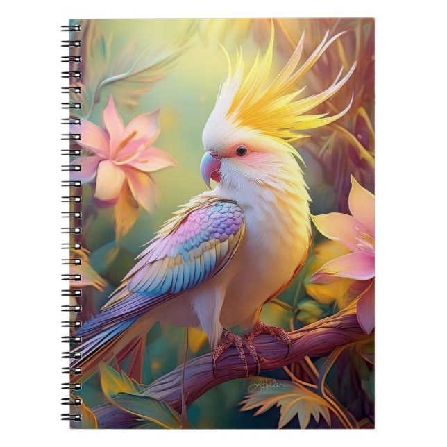 Iridescent Wing Cockatiel Fantasy Bird Notebook (Front)