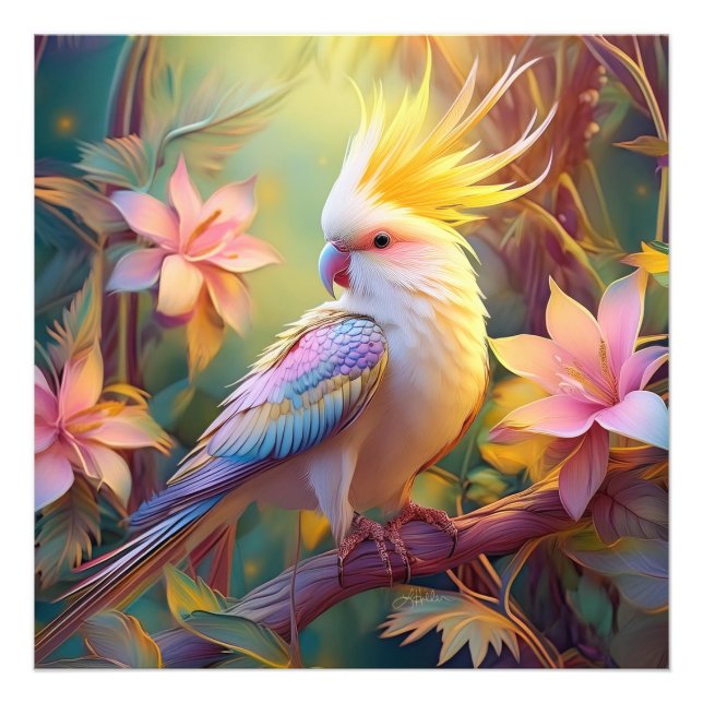 Iridescent Wing Cockatiel Fantasy Bird Photo Print (Front)