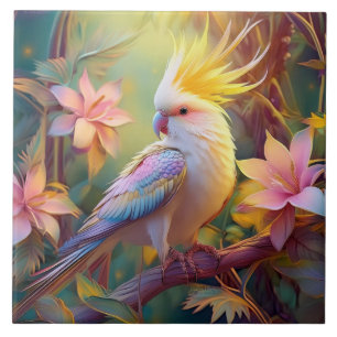Iridescent Wing Cockatiel Fantasy Bird Tile