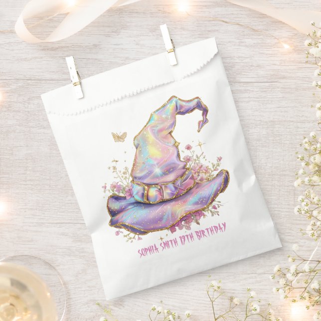 Iridescent Witch Hat Birthday  Favour Bag (Clipped)