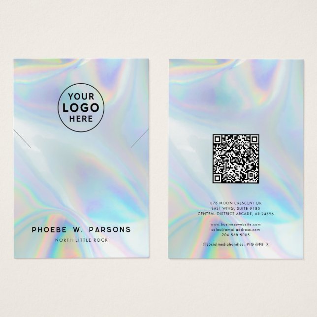 Iridescente moderne QR Code Collier bijoux (Devant & derrière)