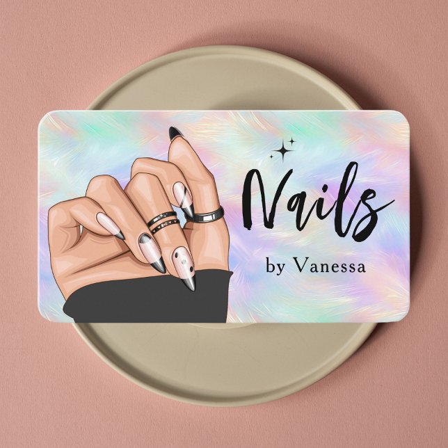 Iridescente Opal Nail Artist Carte de visite éléga (Créateur téléchargé)