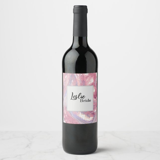 Iridesecent Pink and Purple Sequin Wine Label (Front)