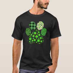 Iriish Cute Dog Paw Clovers St Patrick's Day Lucky T-Shirt