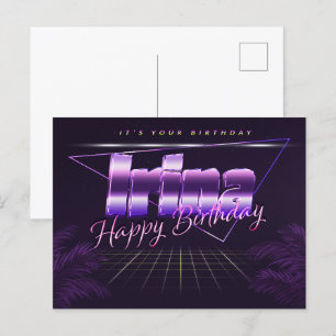 Irina Name Vorname lila Postkarte Geburtstag Postcard