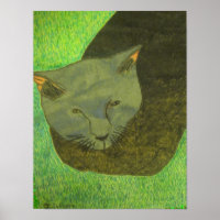Irina The Cat On The Grass By Julia Hanna
