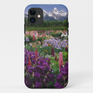 Iris and Lupine garden and Teton Range, iPhone 11 Case