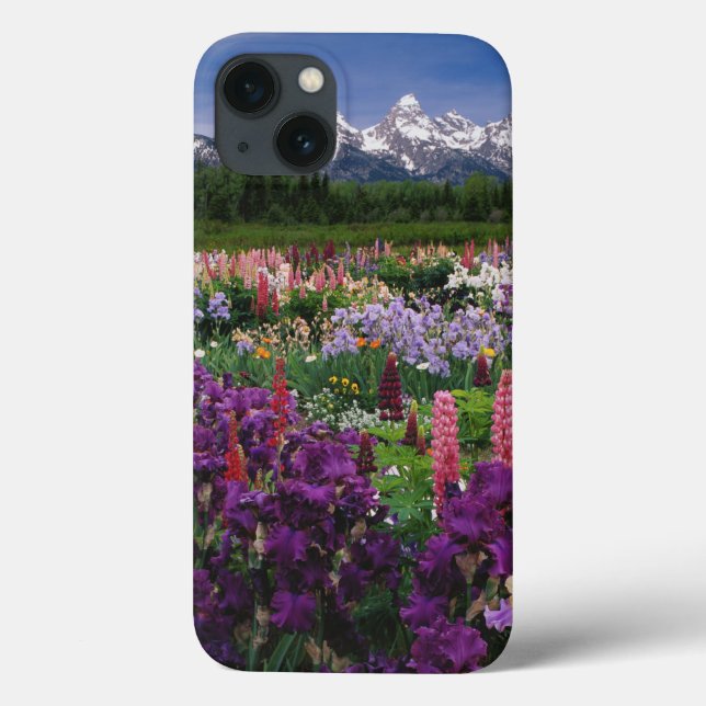 Iris and Lupine garden and Teton Range, Case-Mate iPhone Case (Back)