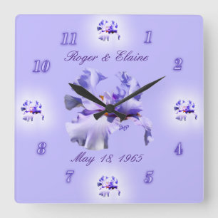 Iris Anniversary Clock- customize & personalize Square Wall Clock