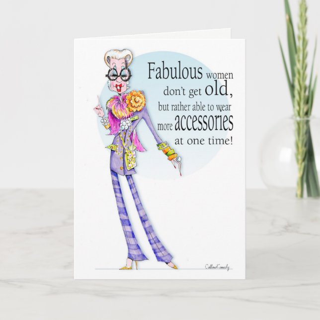 Iris Apfel inspired funny birthday card for women (Front)