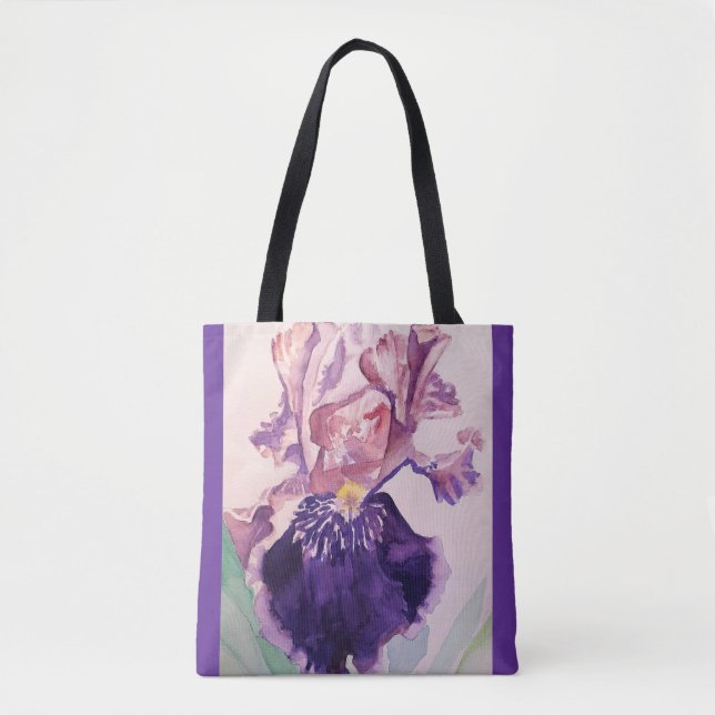 Iris Aquarelle Fleur violet Sac fourre-tout Floral (Devant)