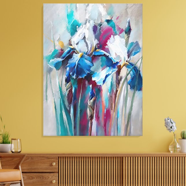 Iris Bloom – Modern Impressionist Floral Wall Art  (Insitu(LivingRoom))